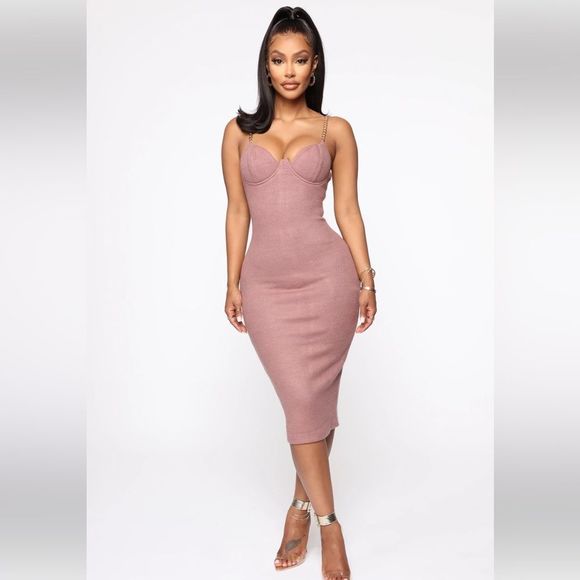 Fashion Nova Don’t Sweat It Midi Dress Plum - Picture 1 of 10